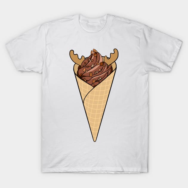 Reindeer Ice Cream Cone T-Shirt by JustGottaDraw